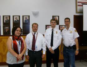 (L - R) Sarah Pooley of the American Red Cross, Adam Stiebling of the Putnam County Bureau of Emergency Services, Peter Jones of the Carmel Ambulance Corp, Bob Lipton of the Carmel Fire Department 